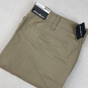 NEW EDDIE BAUER Mens 'Flex Sport Chino' Pants Size 40/34 Tall Khaki Performance